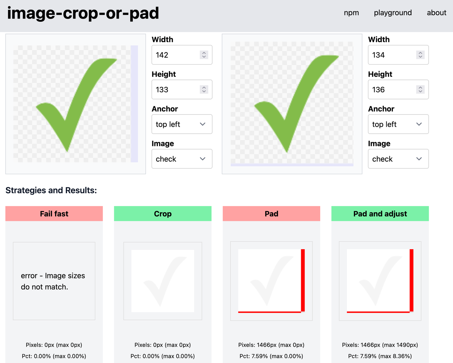 image resizing playground comparing fail fast crop pad and pad and adjust strategies